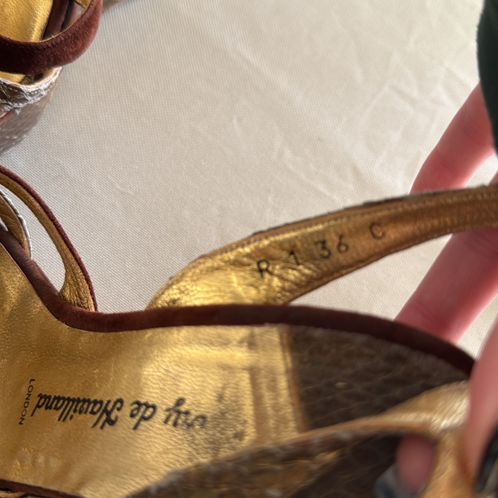 Terry de Havilland brown and gold wedges size 36 - Picture 3 of 13